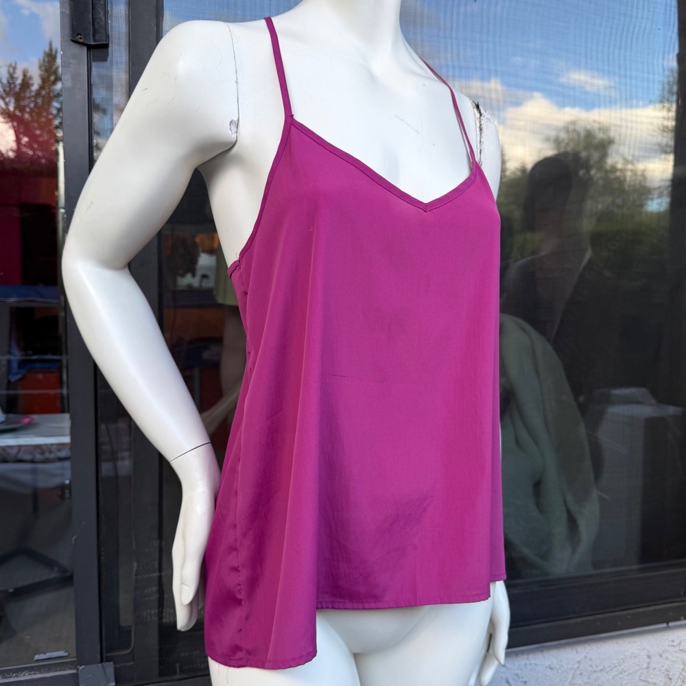 Hollister Tank Top Y2K Style Vneck Dark Pink   spaghetti Straps Barbiecore Large